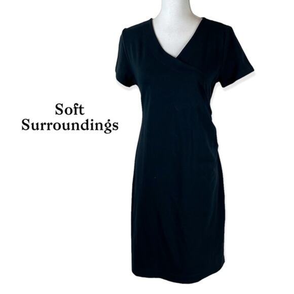 Soft Surroundings Black V-Neck GorpCore Athletic Dress NWOT Size SP - Picture 2 of 10